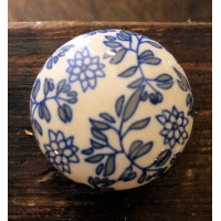 Blue Floral Pattern Ceramic Cupboard Knob